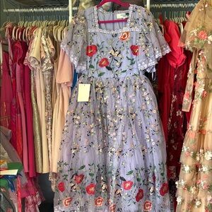 Floral Embroidered Lavender Dress